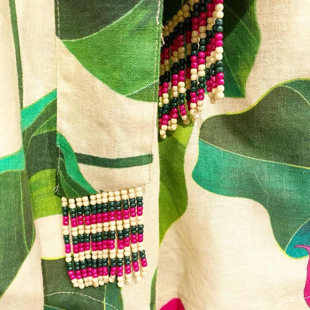 FARM Rio Beige Romper with Green Leaf & Pink Floral Print - Picture 9 of 16